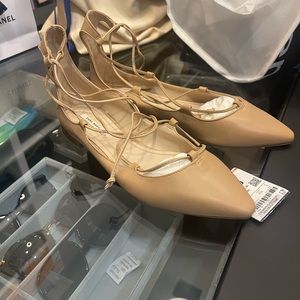Zara nude lace up flats sz 6 brand new